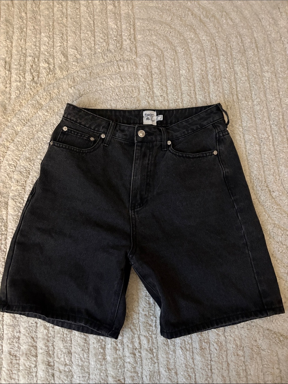 Princess Polly Black Long Denim Shorts